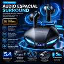 Fone Bluetooth 5.4 TWS Gamer – Sem Fio com Display LED e Resistente à Água