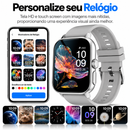Relógio Inteligente Smartwatch com Chamada Bluetooth, Tela Touch e Funções Fitness”