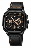 Relógio Masculino Casual Luxo – Quadrado, Mostrador Grande e Pulseira de Couro