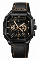 Relógio Masculino Casual Luxo – Quadrado, Mostrador Grande e Pulseira de Couro