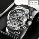 Relógio Masculino Militar Digital LED em Aço Inoxidável – Design Robusto, Esportivo e Elegante