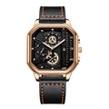 Relógio Masculino Casual Luxo – Quadrado, Mostrador Grande e Pulseira de Couro