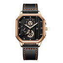 Relógio Masculino Casual Luxo – Quadrado, Mostrador Grande e Pulseira de Couro