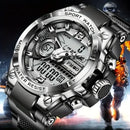 Relógio Masculino Militar Digital LED em Aço Inoxidável – Design Robusto, Esportivo e Elegante