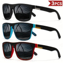Kit 3 Óculos de Sol Polarizados Unissex UV400 – Modelo Quadrado Vintage para Dirigir, Pescar e Uso Diário