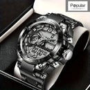 Relógio Masculino Militar Digital LED em Aço Inoxidável – Design Robusto, Esportivo e Elegante