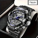 Relógio Masculino Militar Digital LED em Aço Inoxidável – Design Robusto, Esportivo e Elegante