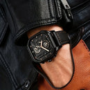 Relógio Masculino Casual Luxo – Quadrado, Mostrador Grande e Pulseira de Couro