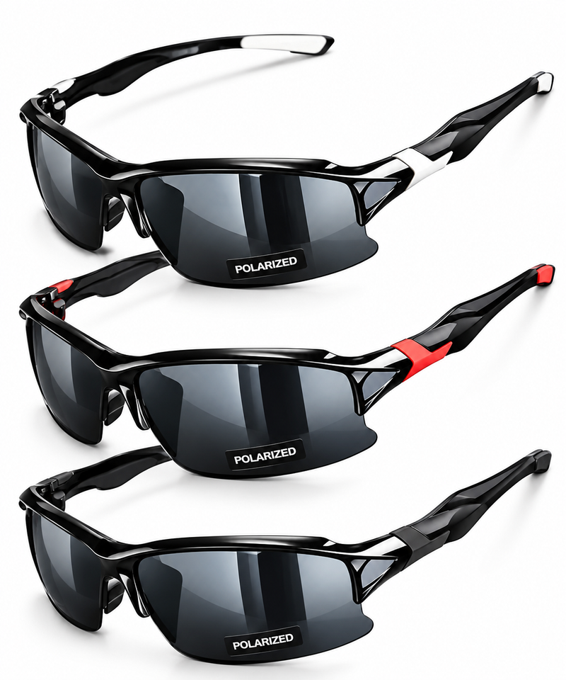Kit 3 Óculos de Sol Polarizados Esportivos Unissex para Corrida, Ciclismo e Direção